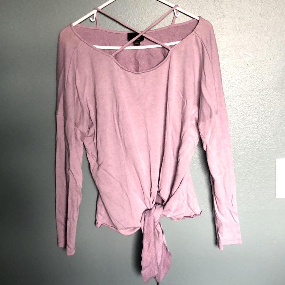 Lumiere long sleeve tie-front top